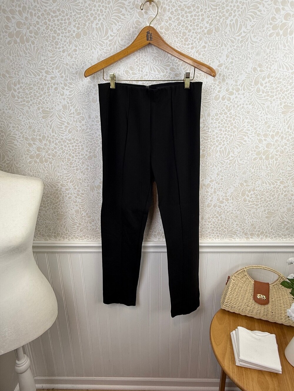 rag & bone Black Slim Leg Button Back Pull-on Tuxedo Pants - Size - 8